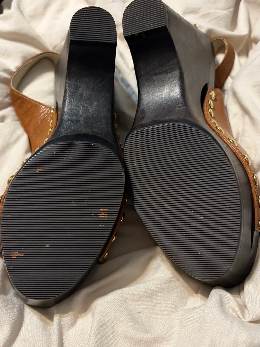 Michael Kors Charm Slingback Brown with Gold-Accent Wedge Sandals
